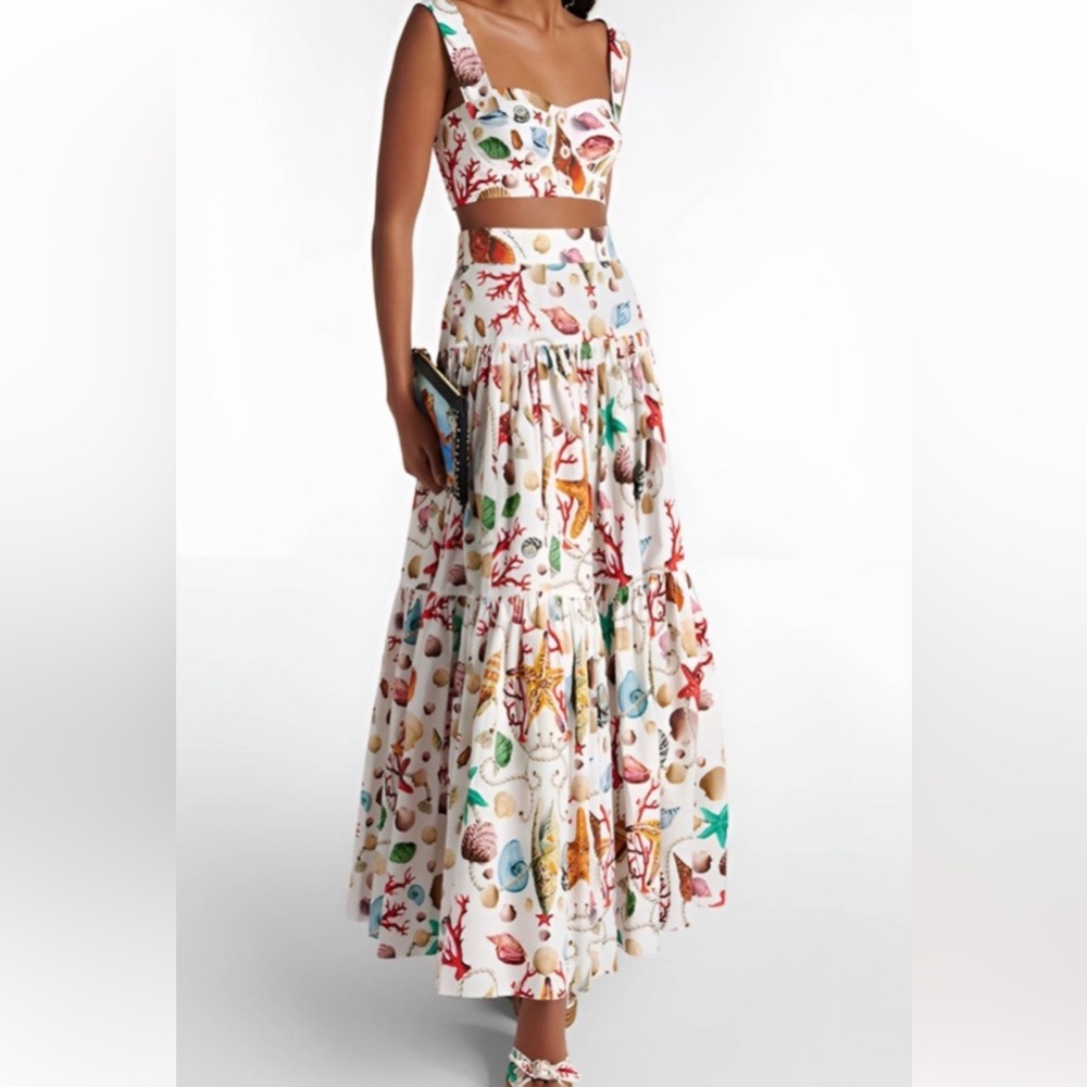 Commense Sea Life Print Skirt Set